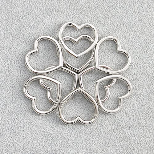 Heart Shape Metal Craft Ring Buckle,10 Pieces Heart Shape Hollow, for Punk Leather Choker Necklaces, Gothic Accessory - color: Stainless Steel