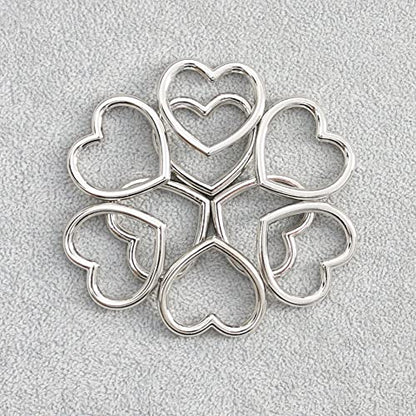 Heart Shape Metal Craft Ring Buckle,10 Pieces Heart Shape Hollow, for Punk Leather Choker Necklaces, Gothic Accessory - color: Stainless Steel