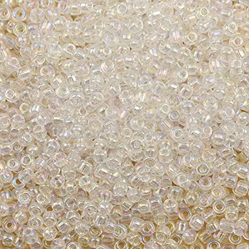 Bala&Fillic Raibow Clear 3mm Seed Beads About 3600pcs/100Grams in Bag, 8/0 Glass Craft Beads for Making Bracelet and Necklace (Raibow Clear) - color: Raibow Clear