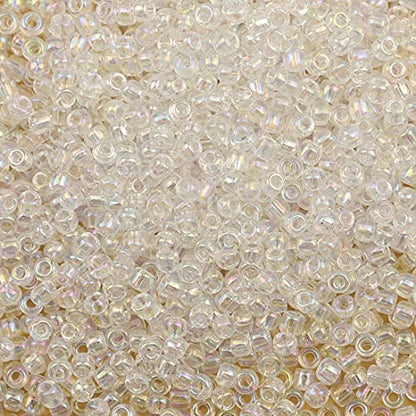 Bala&Fillic Raibow Clear 3mm Seed Beads About 3600pcs/100Grams in Bag, 8/0 Glass Craft Beads for Making Bracelet and Necklace (Raibow Clear) - color: Raibow Clear
