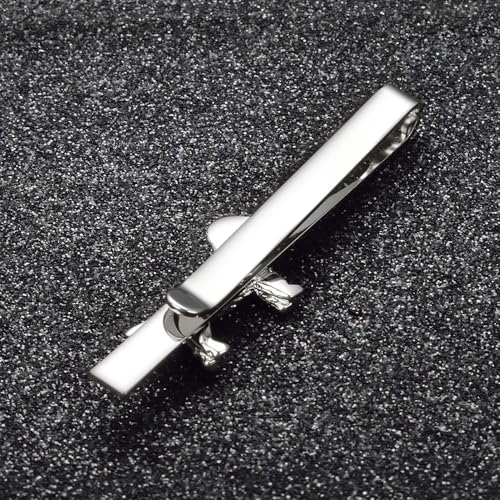 Silver Tie Clip for Mens Stainless Steel Novelty Feather Bat Bee Tie Bar Suitable For Necktie Bar Clip - style: Dog Tie Clip