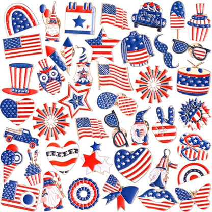 Giegxin 40 Pcs American Flag Pins Bulk Patriotic Lapel Pins Gift American Flag USA Brooch for Backpacks Red White and Blue Brooch Military Gift for Clothes Bags Accessories - style: American Flag