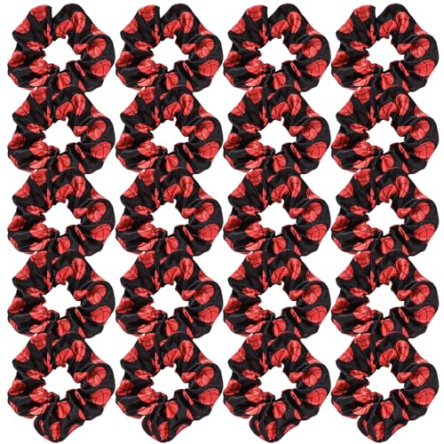 Basketball Hair Scrunchies 20 Pcs Basketball Party Favors Gifts Satin Hair Ties Ponytail Holders Sport Hair Accessories for Women Girls Players Teams Gifts - color: Black 1
