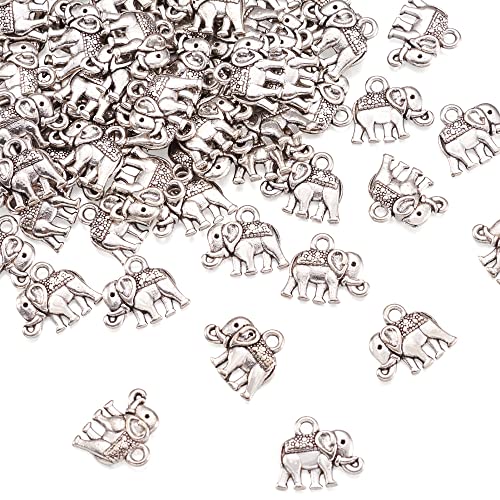 Craftdady Tibetan Style Antique Silver Alloy Pendants Cute Metal Dangle Charms Vintage Animal Pendants Hanging Charms for DIY Craft Earring Bracelet Necklace Jewelry Making Supplies - color: Antique Silver, Elephant-1