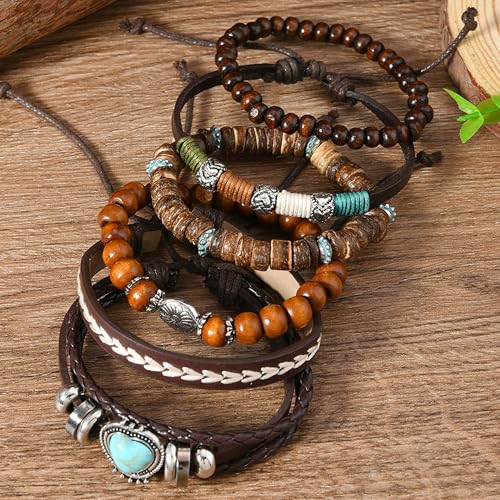 Long tiantian Boho Bracelets for Women Stackable Wooden Bracelet Western Beaded Bracelet Stack Boho Fashion Trendy Jewelry Gifts - color: A1:boho bracelets