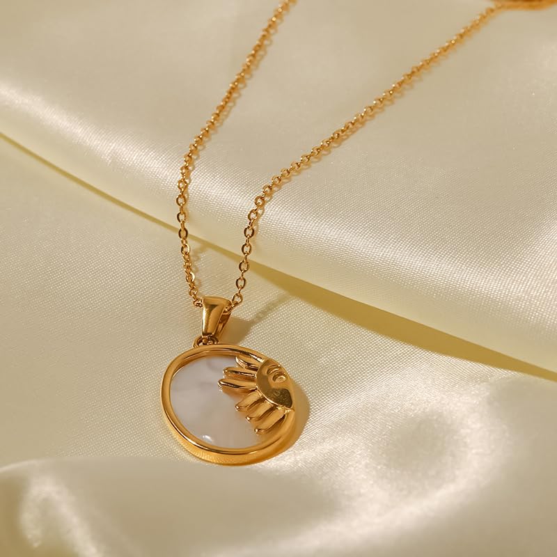 Unisex Celestial Gold Pendant Necklaces, Sun/Moon/Star/Angle Celestial Elements Unisex Choker Gold Lover Chains for Men and Women Jewelry - color: Gold Chain - Sun #3