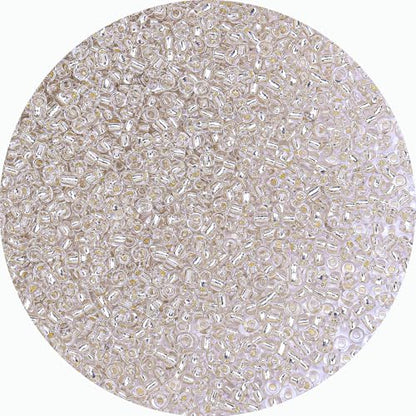 2mm Glass Seed Beads Bulk, Clear Silver White 12/0 Tiny Round Seed Bead, Small Mini Pony Craft Beads for Bracelet Necklace Wrist Jewelry Making Beading Weaving DIY Crafts Supplies - color: CLear Silver White