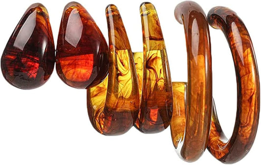 3Pairs Minimalist Vintage Teardrop Earrings for Women Lightweight Polished C Shape Circle Round Cuff Acrylic Resin Hoop Earrings Thick Chunky Acetic Acid Earring Set