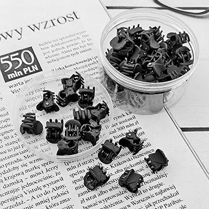 50 PCS Mini Hair Claw Clips， Bangs Strong Grip Multifunction Clamp Clips. (Frosted black) - color: Frosted black