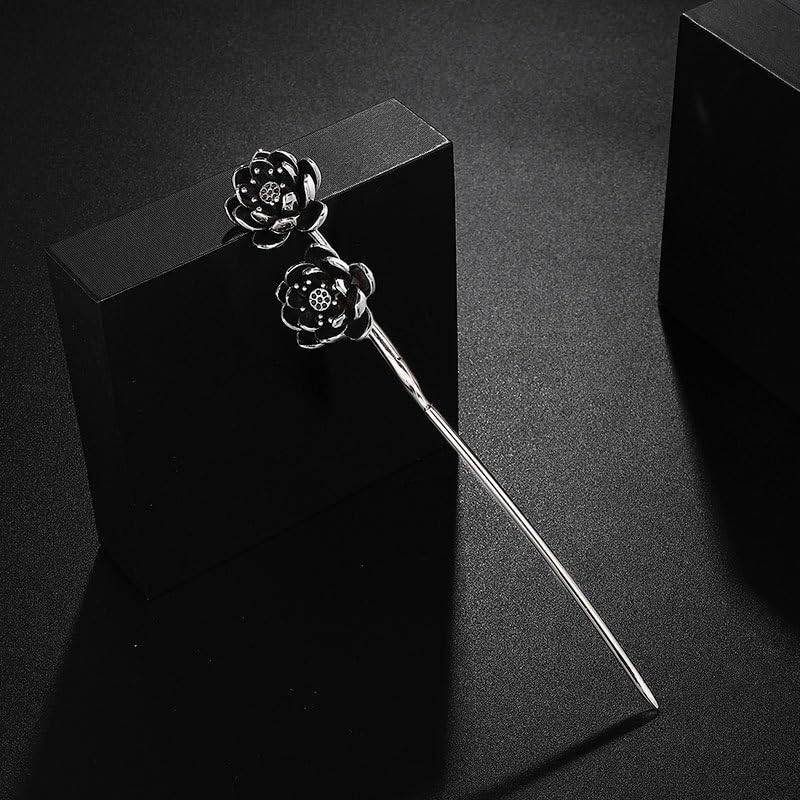 Hairpin Lotus Silver Chinese Hanfu Handmade - 1pcs 6.3inch Hair Stick, Hair Fork, Hair Clip, Hair Accessories for Women Girls Long Hair - color: Lotus