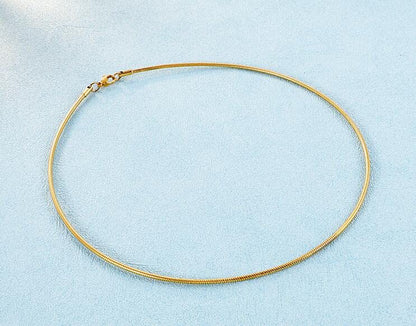 JAJAFOOK Minimalist Round Gold-Tone Bar Necklace Simple Fashion High Neck Choker Female King Neckwire - color: Gold-17.7in*2mm