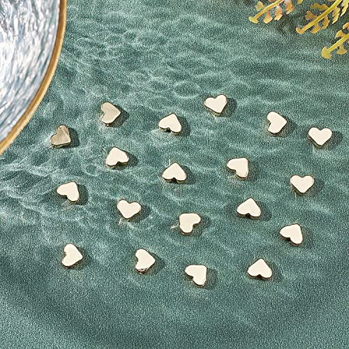 PH PandaHall 60pcs 14K Gold Plated Heart Beads, Heart Spacer Beads 6x7mm Metal Love Brass Loose Bead for Necklace Bracelet Wedding Birthday Christmas Jewelry Making (Pack of 2) - size: 6x7mm (Pack of 2)