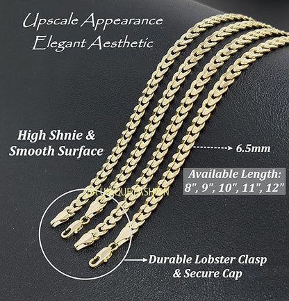 Gold Electroplated Anklet, Made in Korea - style: Concave Cuban Chain