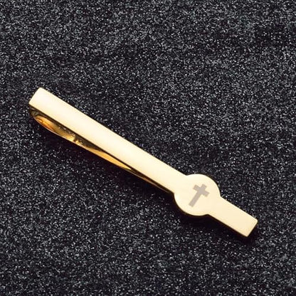 Gold Black Silver Cross Tie Clips For Men Unique Christian Catholic Tie Clip Cross Accessories For Men - style: gold cross tie clip
