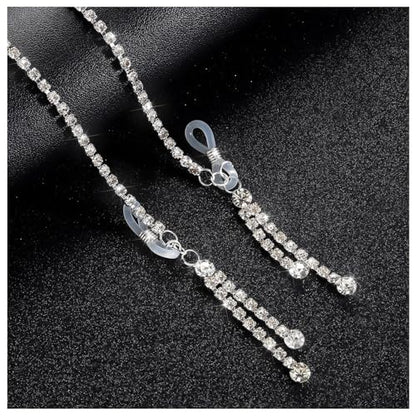 Rhinestone Tassel Choker Necklace Sexy Non Piercing Nipple Jewelry Summer Beach Chest Body Chain Crystal Nipple Body Accessories Jewelry for Women - color: Silver