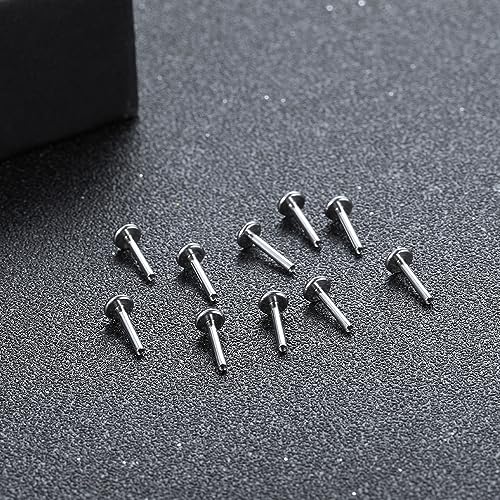 Flat Back Earrings Tragus Lip Nose Ring Studs Body Piercing Jewelry | 316L Stainless Steel 20G 18G Labret Monroe Cartilage Conch Helix - color: 8mm 18G 16Pcs