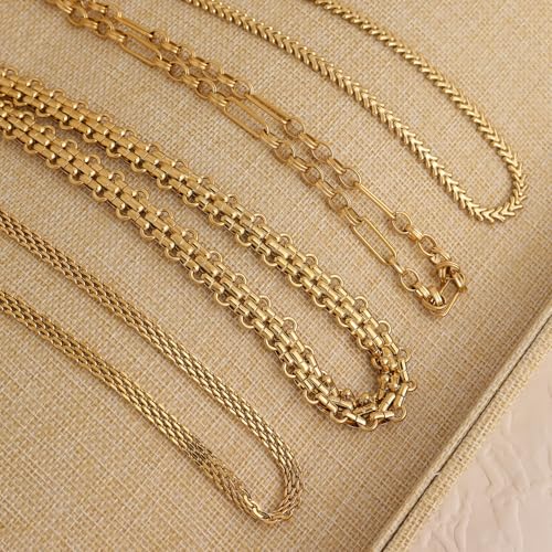 Jean Beau Gold Choker Necklace for Women, Simple 18K Gold Plated Adjustable Link Chain Prom Jewelry Gifts - color: Bismark