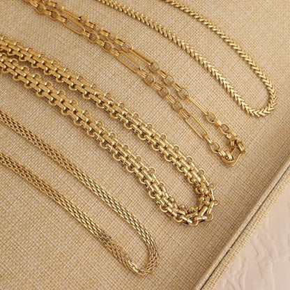 Jean Beau Gold Choker Necklace for Women, Simple 18K Gold Plated Adjustable Link Chain Prom Jewelry Gifts - color: Olives