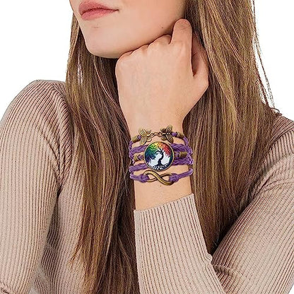 Boho Sunflower Gifts Sunflower Leather Bohemian Bracelet Birthday Gifts for Women Teens Granddaughter Wife Daughter Mom Friendship Bracelets for Her - color: Tree Life