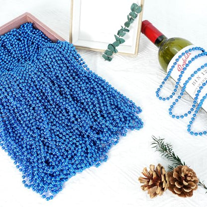 SHAOQINLIN 30 PCS Blue Bead Necklace, Blue Mardi Gras Beads Christmas Necklaces, 33" 4th of July Patriotic Beads Necklaces, Parade Throw Accessories for Independence Day Mardi Gras Hanukkah Pirate Theme Party - color: Blue