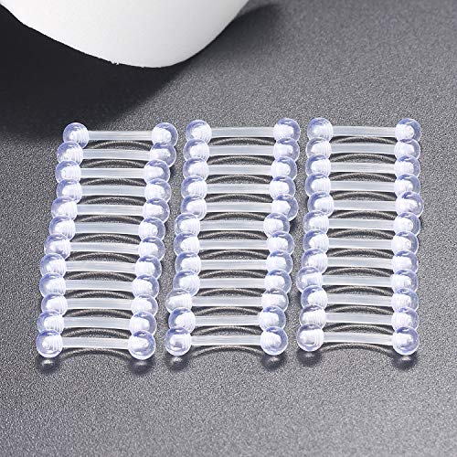 16G Clear Plastic Curved Barbells Eyebrow Ring Snake Eyes Tongue Rings Acrylic Bioflex Cartilage Helix Tragus Earrings Nipple Belly Lip Ring Piercing Retainer Length 6mm 8mm 10mm 12mm 36pcs - color: 36Pcs 16G 8mm