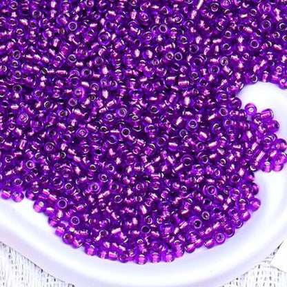 2000pcs Glass Seed Beads Bulk, 4mm 6/0 Mini Pony Spacer Small Individual Color Seed Beads for DIY Bracelet Necklaces Wrist Jewelry Making, Frosted Silver Purple - color: Frosted Silver Purple