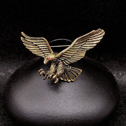 Vintage Eagle Brooch for Women Men Classic Retro Animal Bird Lapel Pin Party Jewelry for Lapel, Jacket, Hat, Scarf (Gold)