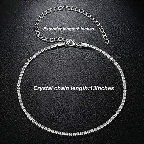 Tennis Necklaces for Women Sparkly Rhinestone Choker Diamond Chain Necklace - style: Silver 1 Row