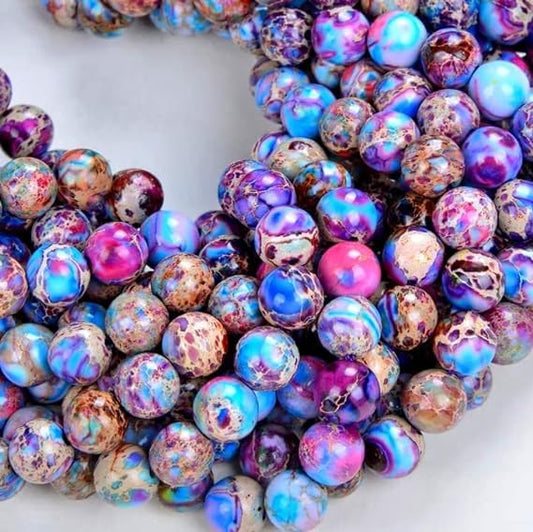 Zenkeeper About 180 Pcs Sea Sediment Imperial Jasper Beads for Jewelry Making 4 MM Colorful Imperial Jasper Gemstones Loose Stone Beads - color: Colorful Imperial Jasper, size: 4MM, about 180pcs