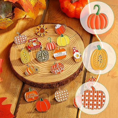Giegxin 40 Pcs Thanksgiving Pumpkin Pins for Backpacks Cute Sunflowers Fall Spice Lapel Pins Autumn Holiday Seasonal Brooch for Clothes Bags Accessories Gifts - style: Pumpkin