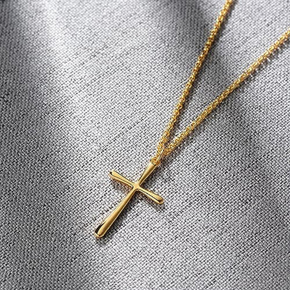 Fettero Cross Necklace for Women Faith Pendant 14K Plated Dainty Chain Necklaes Minimalist Simple Tiny God Lords Prayer Religious Jewelry - style: Drop Cross