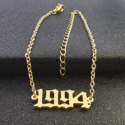 CSIYANJRY99 Birth Year Ankle Bracelets for Women14K Gold Plated Birth Year Number Anklets Adjustable Chain Beach Foot Ankle Bracelets for Women Birthday - style: 1994