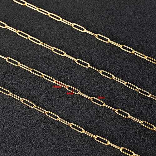 Gold Chain 16.4 Feet 4mm Oval Paperclip Stainless Steel Chain Link Cable Necklace Chains Bulk with Lobster Clasps and Jump Rings for Women Bracelet DIY Jewelry Making - color: Gold