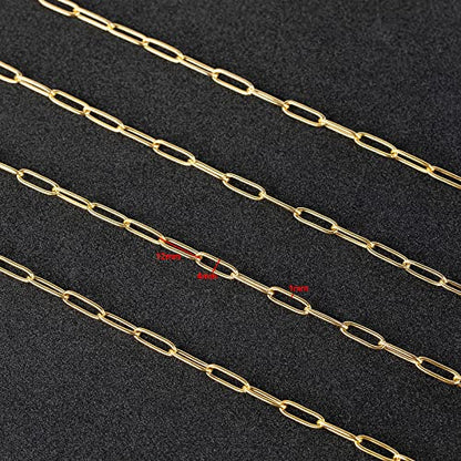 Gold Chain 16.4 Feet 4mm Oval Paperclip Stainless Steel Chain Link Cable Necklace Chains Bulk with Lobster Clasps and Jump Rings for Women Bracelet DIY Jewelry Making - color: Gold