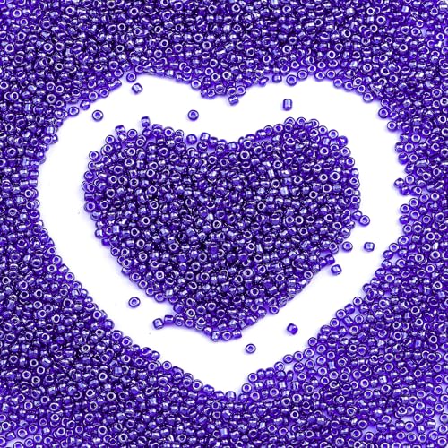 2mm Glass Seed Beads Bulk, Metallic Blue 12/0 Tiny Round Seed Bead, Small Mini Pony Craft Beads for Bracelet Necklace Wrist Jewelry Making Beading Weaving DIY Crafts Supplies - color: Metallic Blue