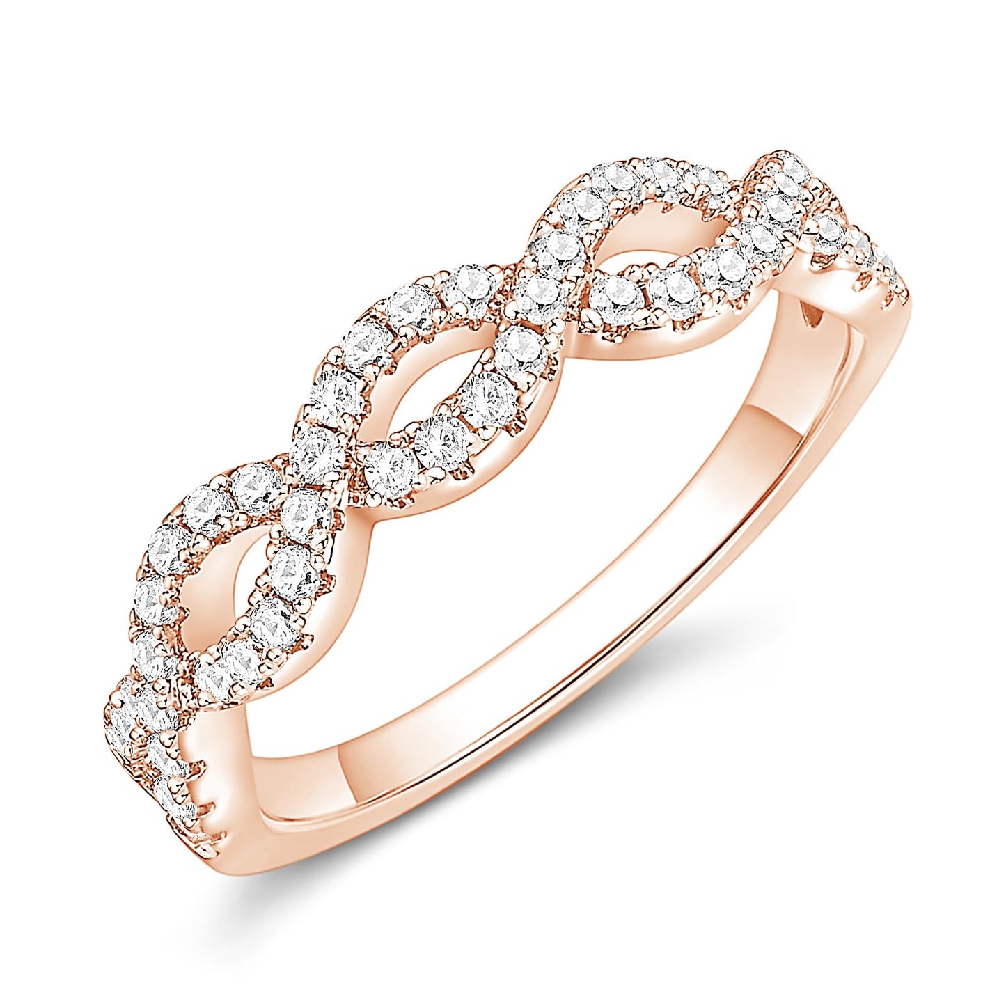 SHINYSO Wedding Bands for Women Infinity Stacking Ring Half Cubic Zirconia Eternity Engagement Ring Size 4-10 - color: Rose Gold Plated