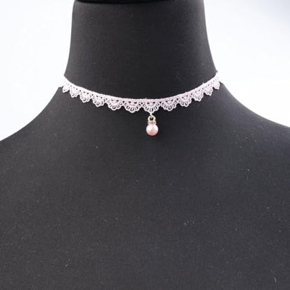 Pink Lace Choker Necklace Set, 10 Pieces - color: Pink