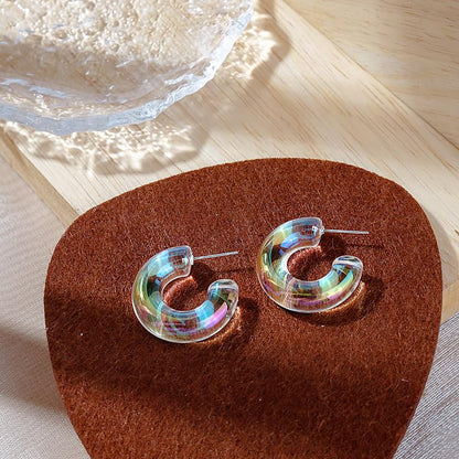 Acrylic Transparent Hoop Earrings Minimalist Resin Earrings Geometric Statement Earrings for Women - color: small circle