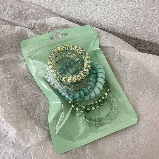 6PCS Spiral Hair Ties,Hair Ties No Damage,Coiled Plastic Hair Ties No Damage, Ponytail Holders for Thick and Thin Hair–Phone Cord Style,Ideal Gifts for Women,Green - color: Green
