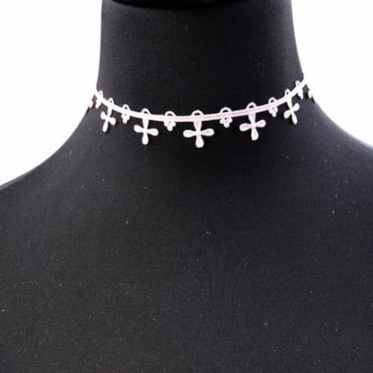 Pink Lace Choker Necklace Set, 10 Pieces - color: Pink