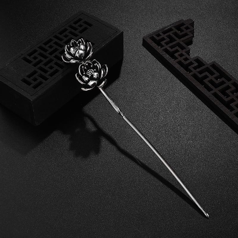 Hairpin Lotus Silver Chinese Hanfu Handmade - 1pcs 6.3inch Hair Stick, Hair Fork, Hair Clip, Hair Accessories for Women Girls Long Hair - color: Lotus