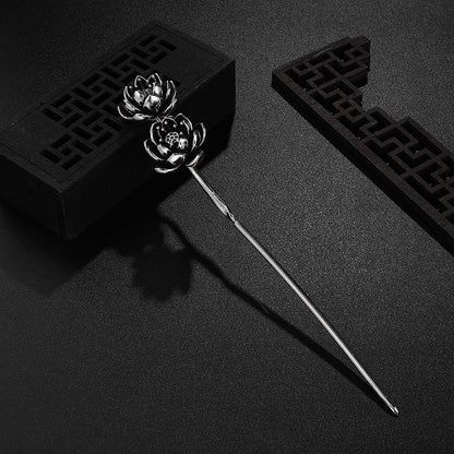 Hairpin Lotus Silver Chinese Hanfu Handmade - 1pcs 6.3inch Hair Stick, Hair Fork, Hair Clip, Hair Accessories for Women Girls Long Hair - color: Lotus