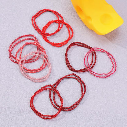 18-20PCS Colorful Bohemia Seed Beaded Bracelets Set Stackable Boho Stretch Bangle Bracelets Multilayer Boho Anket Concert Summer Beach Vaction Surf Jewelry Accessory - color: Red-20pcs