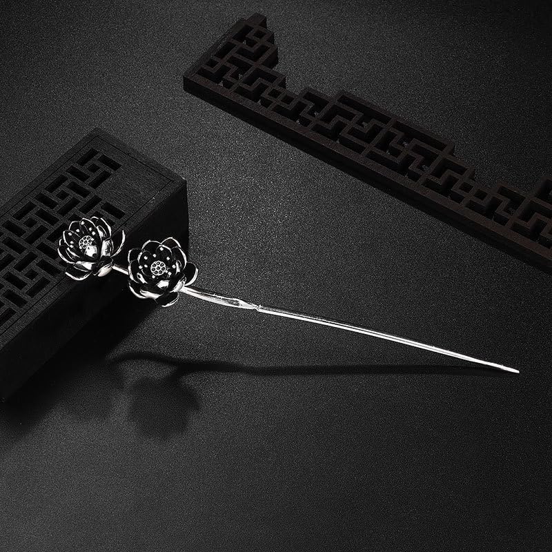 Hairpin Lotus Silver Chinese Hanfu Handmade - 1pcs 6.3inch Hair Stick, Hair Fork, Hair Clip, Hair Accessories for Women Girls Long Hair - color: Lotus