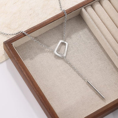 Large Statement Y-Necklace for Women – Bold Adjustable Lariat Pendant, Stainless Steel Geometric Link Chain, Minimalist Holiday Gift Modern Y-Shaped Necklace for Men Women