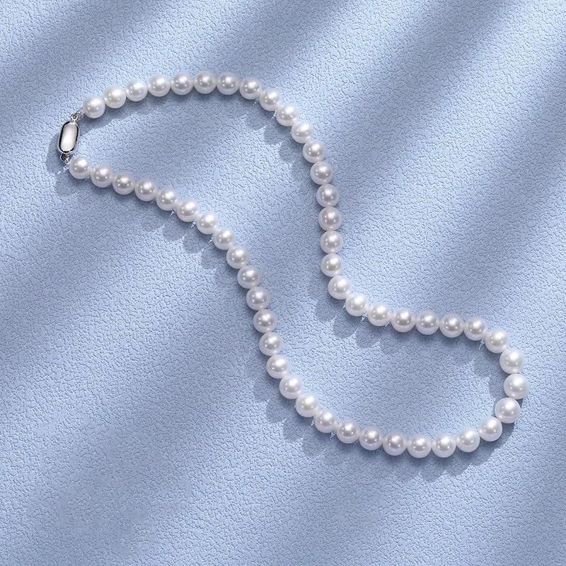White Genuine Freshwater Cultured Pearl Necklace For Women And Men | Full Sizes from 3mm to 14mm Freshwater Pearls, AAA Grade & Above, A Love Gift Choice For Anniversaries And Birthdays - size: 8-9mm 16in