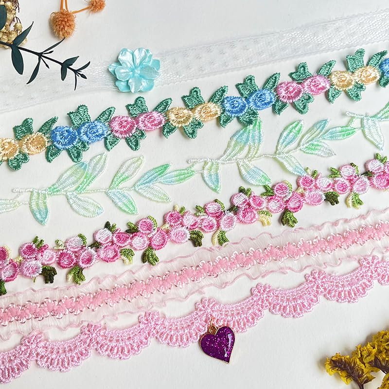 Nova&Aria Chokers Set For Women Heart Choker Necklaces Flower Pendant Velvet Cute Pink Turquoise Blue White Black Choker Necklace Christmas Colorful Lace Chokers - color: Pink&Green