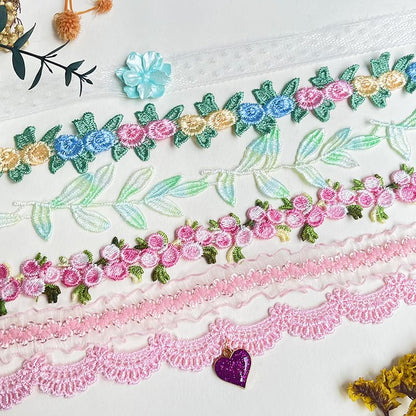 Nova&Aria Chokers Set For Women Heart Choker Necklaces Flower Pendant Velvet Cute Pink Turquoise Blue White Black Choker Necklace Christmas Colorful Lace Chokers - color: Pink&Green