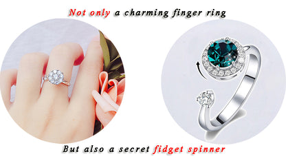 Fidget Rings for Anxiety, Womens Focus Spinner Ring, Discreet Boredom Relieving Ring Stacking Finger Promise Engagement Gift - color: Spinner Ring 5 Silver