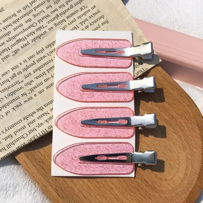 10Pcs Mini Snap Hair Clips for Bangs, No Bend Styling Barrettes, Thin Oval Sectioning Clips, Acrylic Coated Metal Hairpins for Makeup and Daily Use, Mix Color Set